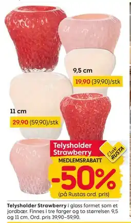 Rusta Telysholder Strawberry, Medlemspris tilbud