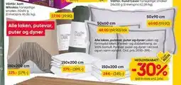 Rusta Alle laken, putevar, puter og dyner, Medlemspris tilbud