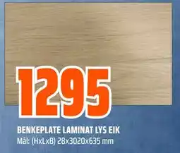 Obs Bygg BENKEPLATE LAMINAT LYS EIK tilbud