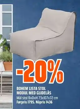Obs Bygg BOHEM LISTA STOL MODUL MED GLIDELÅS tilbud