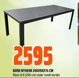 Obs Bygg BORD NYHEIM 200X90X74 CM tilbud