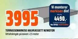 Obs Bygg TERRASSEMARKISE HALVKASSETT M/MOTOR tilbud