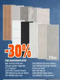 Obs Bygg FIBO BADEROMSPLATER tilbud