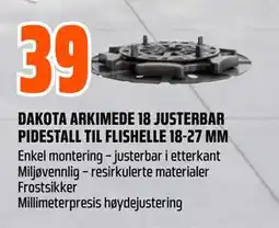 Obs Bygg DAKOTA ARKIMEDE 18 JUSTERBAR PIDESTALL TIL FLISHELLE 18-27 MM tilbud