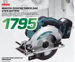 Coop Byggmix MAKITA DSS610Z SIRKELSAG UTEN BATTERI tilbud