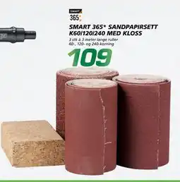 Coop Byggmix SMART 365* SAND PAPIRSETT K60/120/240 MED KLOSS tilbud