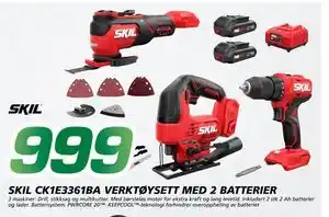 Coop Byggmix SKIL CK1E3361BA VERKTØYSETT MED 2 BATTERIER tilbud