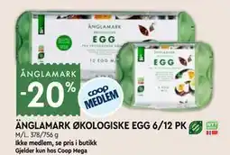 Coop Mega ÄNGLAMARK ØKOLOGISKE EGG 6/12 PK tilbud
