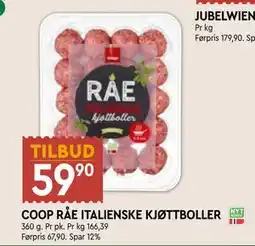 Coop Mega COOP RÅE ITALIENSKE KJØTTBOLLER tilbud