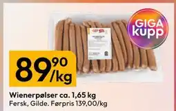 Gigaboks Wienerpølser ca. 1,65 kg tilbud