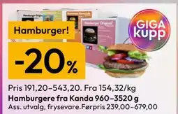 Gigaboks Hamburgere fra Kanda 960–3520 g tilbud