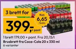 Gigaboks Brusbrett fra Coca-Cola 20 x 330 ml tilbud