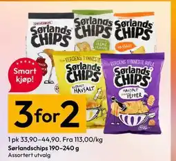 Gigaboks Sørlandschips 190–240 g tilbud