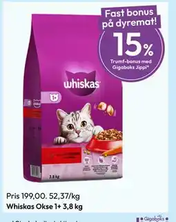 Gigaboks Whiskas Okse 1+ 3,8 kg tilbud
