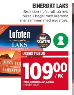 Meny EINERØKT LAKS tilbud
