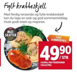 Meny Fylt krabbeskjell tilbud