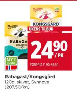Meny Rabagast/Kongsgård tilbud