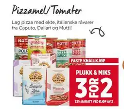 Meny Pizzamel/Tomater tilbud