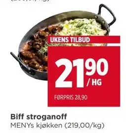 Meny Biff stroganoff tilbud