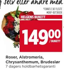 Meny Roser, Alstromeria, Chrysanthemum, Brudeslør tilbud