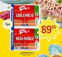Coop Prix GILDE GRILLPØLSE 2 PK tilbud