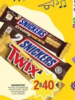 Coop Prix SNICKERS/TWIX tilbud