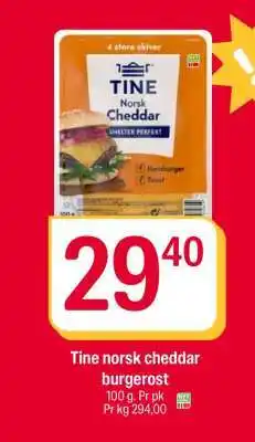 Coop Extra Tine norsk cheddar burgerost tilbud