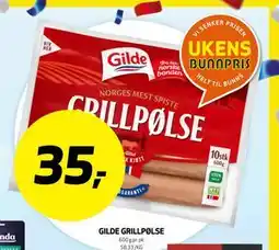 Bunnpris GILDE GRILLPØLSE tilbud