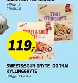 Bunnpris SWEET&SOUR-GRYTE OG THAI KYLLINGGRYTE tilbud