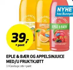 Bunnpris EPLE & BÆR OG APPELSINJUICE MED/U FRUKTKJØTT tilbud