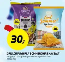 Bunnpris GRILLCHIPS/RIFLA SOMMERCHIPS HAVSALT tilbud