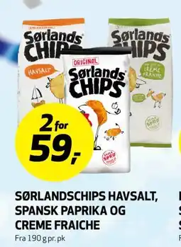 Bunnpris SØRLANDSCHIPS HAVSALT, SPANSK PAPRIKA OG CREME FRAICHE tilbud