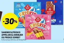 Bunnpris SANDWICH/FRISKIS APPELSIN & JORDBÆR OG FRISKIS SORBET tilbud