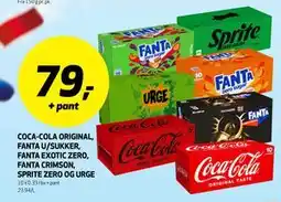 Bunnpris Coca-Cola Original, Fanta U/Sukker, Fanta Exotic Zero, Fanta Crimson, Sprite Zero og Urge tilbud