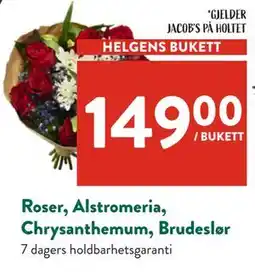 Jacobs Roser, Alstromeria, Chrysanthemum, Brudeslør tilbud