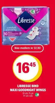 Coop Extra LIBRESSE BIND MAXI GOODNIGHT WINGS tilbud