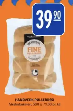 Rema 1000 MESTERBAKEREN Håndverk pølsebrød tilbud