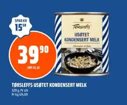 Coop Obs TØRSLEFFS Usøtet kondensert melk tilbud