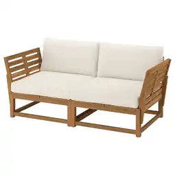 IKEA NÄmmarÖ 2-seters modulsofa, utendørs armlener/lys brunbeiset frösön/duvholmen beige, 183 cm tilbud