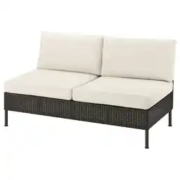 IKEA VittskÄr 2-seters sofa, utendørs plastrotting mørk grå/frösön/duvholmen beige tilbud