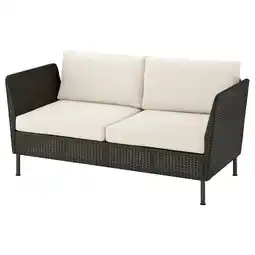 IKEA VittskÄr 2-seters modulsofa, armlener utendørs/plastrotting mørk grå frösön/duvholmen beige tilbud