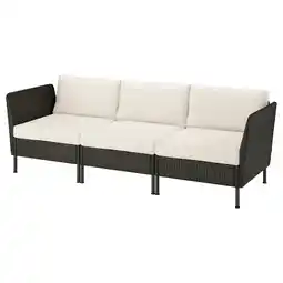 IKEA VittskÄr 3-seters modulsofa, armlener utendørs/plastrotting mørk grå frösön/duvholmen beige tilbud