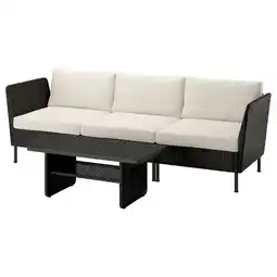 IKEA VittskÄr 3-seters møbelgruppe, utendørs plastrotting mørk grå/frösön/duvholmen beige tilbud