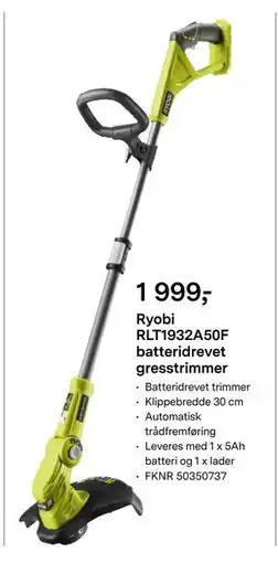 Felleskjøpet Ryobi RLT1932A50F batteridrevet gresstrimmer tilbud