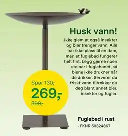 Felleskjøpet Fuglebad i rust tilbud