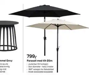 Parasoll med tilt Ø3m