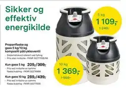 Felleskjøpet Propanflaske og gass 5 kg/10 kg kompositt påtrykksventil tilbud