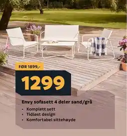 Megaflis Envy sofasett 4 deler sand/grå tilbud