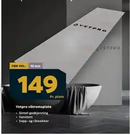 Megaflis Vetpro våtromsplate tilbud