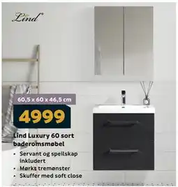 Megaflis Lind Luxury 60 sort baderomsmøbel tilbud